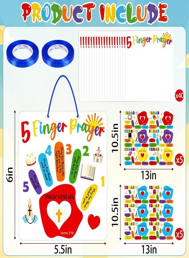 80UncleKimby 40pcs Sunday School Crafts for Kids - Christian Prayer Handprint DIY Kit Bulk for Religious Jesus Gifts, VBS Activities - Image 4